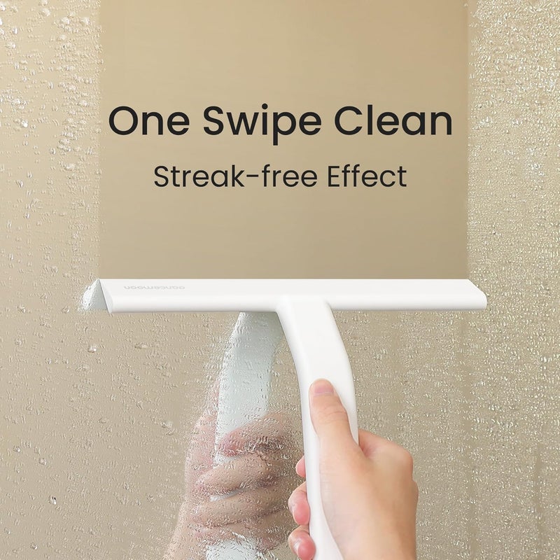 dancemoon JustHang Shower Squeegee for Glass Doors, All-One-Piece Silicone with Built-in Hook Design for Easy Hanging, Household Window Mirror Squeegee for Bathroom, Glass, Kitchen, Tile Wall, Car - Image 2